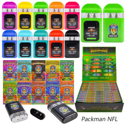 wholesale cheap empty dual chamber led vape | USA packman NFL 2g disposable pen